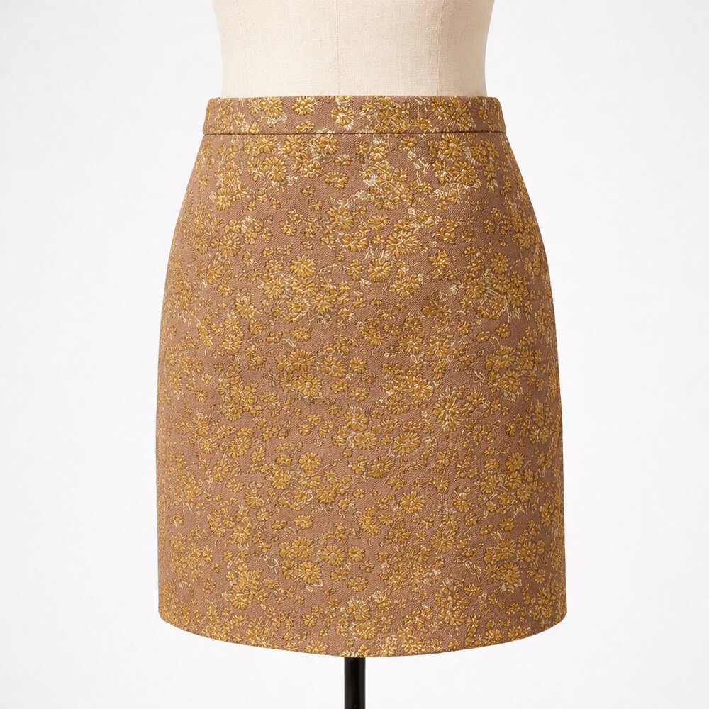 Michael Kors Collection Metallic Floral Jacquard Skirt